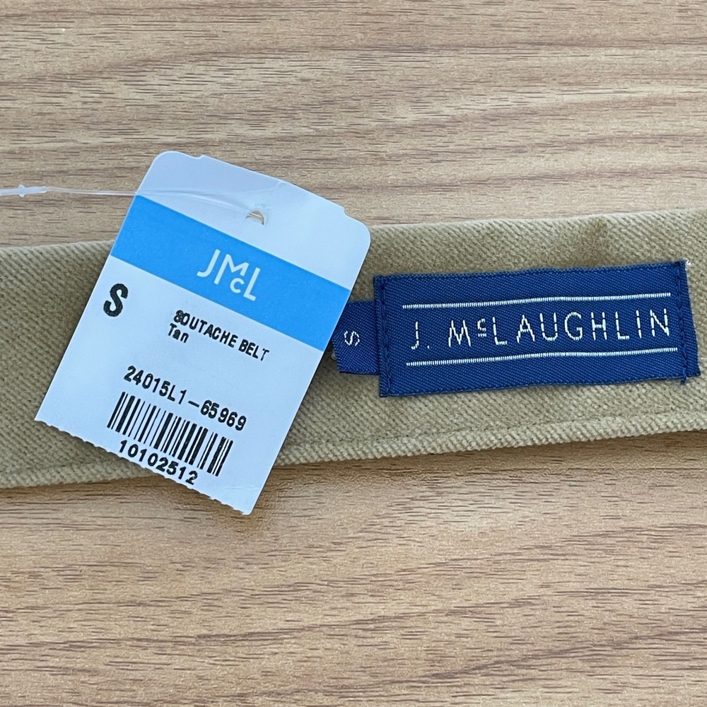 J. McLaughlin Womens Tan Velvet Belt Green Embroidery Tortoise Buckle S Preppy - Picture 5 of 9